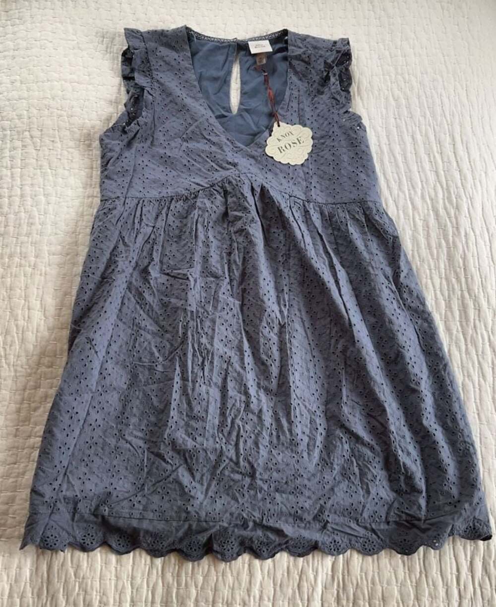 Knox Rose Women's Ruffle Sleeve Eyelet Babydoll Mini Dress